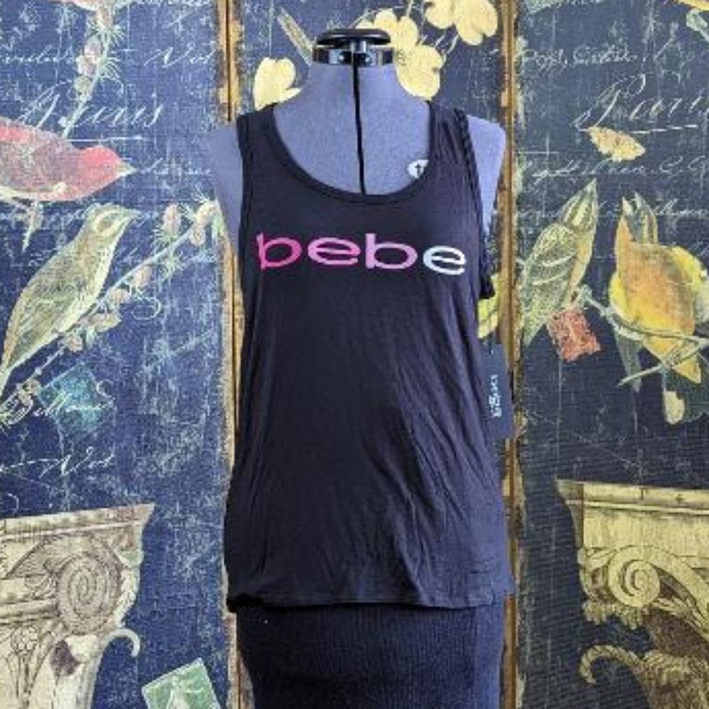 Black bebe Sport with Logo - Mesh Shoulder & Top of Back - Large